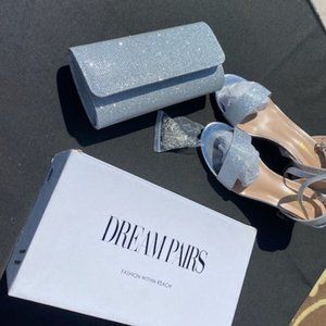 Silver Size 8.5 shoes and matching purse